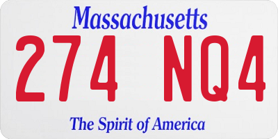 MA license plate 274NQ4