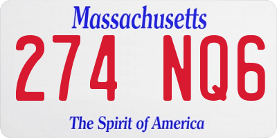 MA license plate 274NQ6