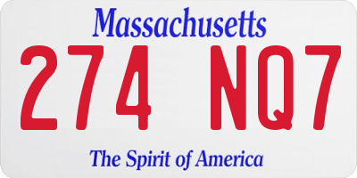 MA license plate 274NQ7