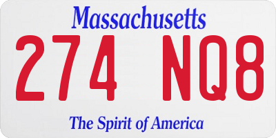 MA license plate 274NQ8