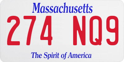 MA license plate 274NQ9