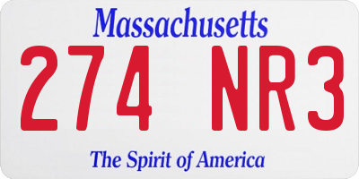 MA license plate 274NR3
