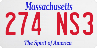MA license plate 274NS3