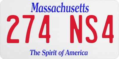 MA license plate 274NS4