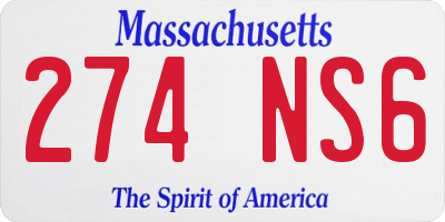 MA license plate 274NS6