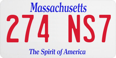 MA license plate 274NS7