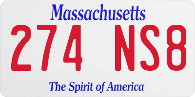 MA license plate 274NS8