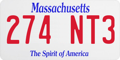 MA license plate 274NT3