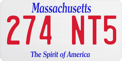 MA license plate 274NT5