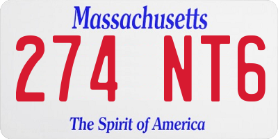 MA license plate 274NT6