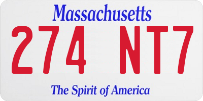 MA license plate 274NT7