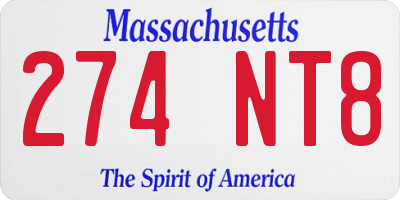 MA license plate 274NT8