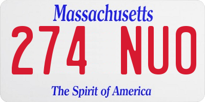 MA license plate 274NU0