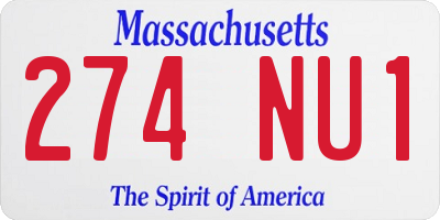 MA license plate 274NU1