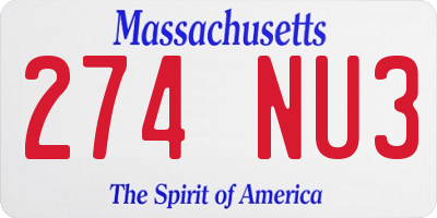MA license plate 274NU3