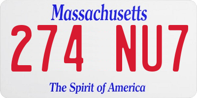 MA license plate 274NU7