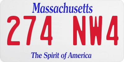 MA license plate 274NW4
