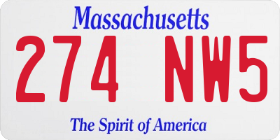 MA license plate 274NW5