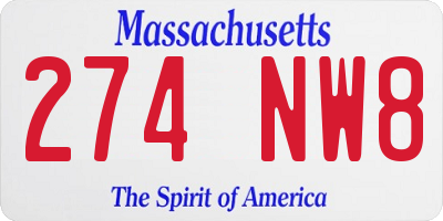 MA license plate 274NW8