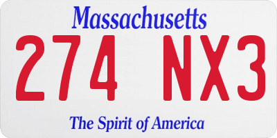 MA license plate 274NX3