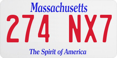 MA license plate 274NX7