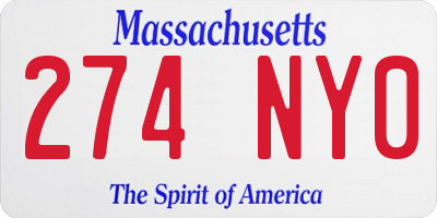 MA license plate 274NY0
