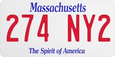MA license plate 274NY2