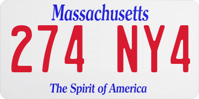 MA license plate 274NY4
