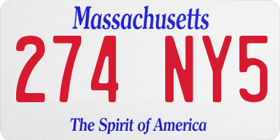 MA license plate 274NY5