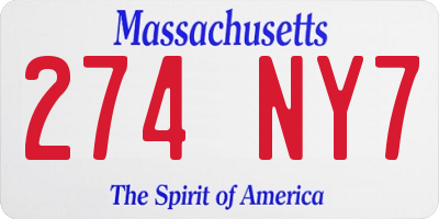 MA license plate 274NY7