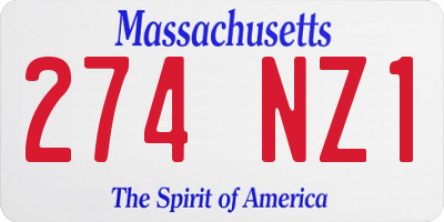 MA license plate 274NZ1