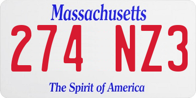 MA license plate 274NZ3