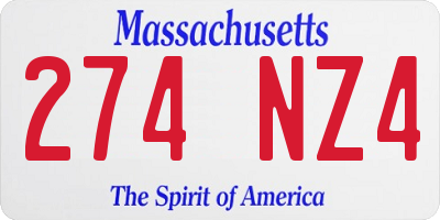 MA license plate 274NZ4