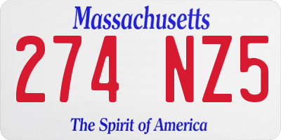 MA license plate 274NZ5