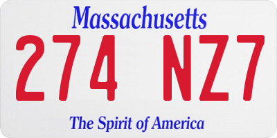 MA license plate 274NZ7