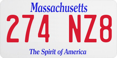 MA license plate 274NZ8