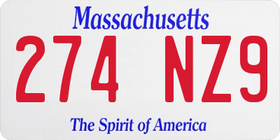 MA license plate 274NZ9