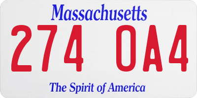 MA license plate 274OA4