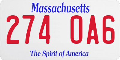 MA license plate 274OA6