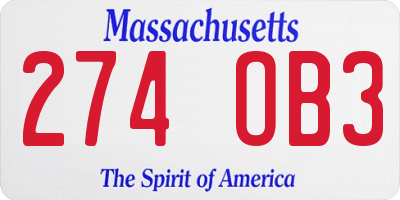 MA license plate 274OB3