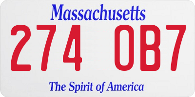 MA license plate 274OB7