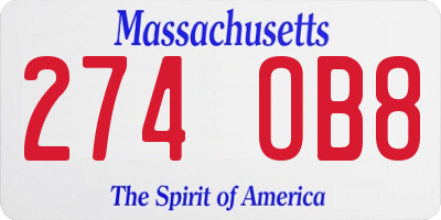 MA license plate 274OB8