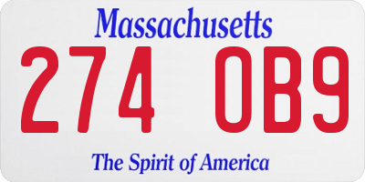MA license plate 274OB9