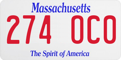 MA license plate 274OC0