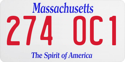 MA license plate 274OC1