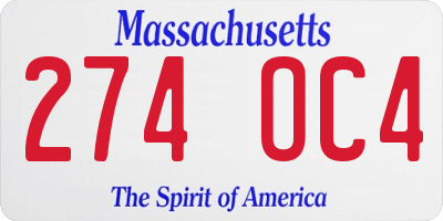 MA license plate 274OC4
