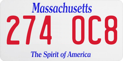 MA license plate 274OC8