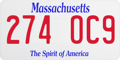 MA license plate 274OC9
