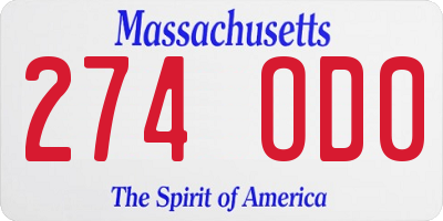 MA license plate 274OD0