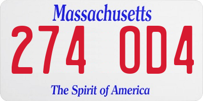 MA license plate 274OD4